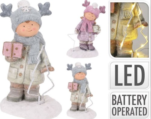 Przejdź do produktu Figurka świąteczna chłopiec dziewczynka 40cm LED 309281