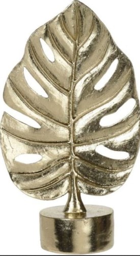 Przejdź do produktu Metalowy, złoty liść na podstawce 16x8cm 598685
