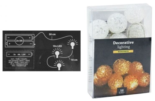 Przejdź do produktu Lampki na baterie 10 LED biały ciepły 257650