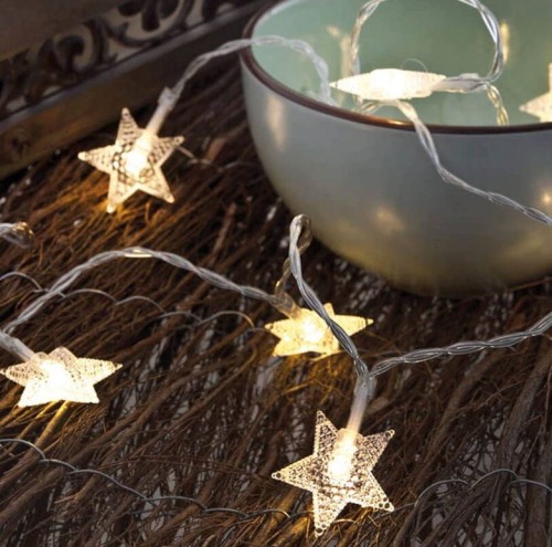 Przejdź do produktu Lampki gwiazdki na baterie 10 LED biały ciepły 597862