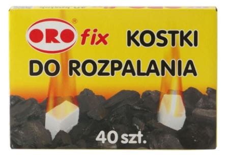 Przejdź do produktu Rozpałka biała kostka do rozpalania pieca kominka grilla karton 24op po 40szt ORO