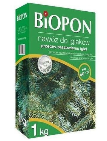 Przejdź do produktu Nawóz do iglaków 1kg przeciw brązowieniu igieł Biopon