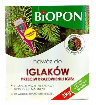 Przejdź do produktu Nawóz do iglaków 3kg przeciw brązowieniu igieł Biopon