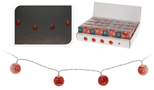 Przejdź do produktu LAMPKI 10 LED CZERWONE KULE AŻUROWE 706539 OZDOBA ŚWIATECZNA