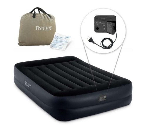 Przejdź do produktu Materac dmuchany dwuosobowy 203x152 pompka elektryczna INTEX 64124
