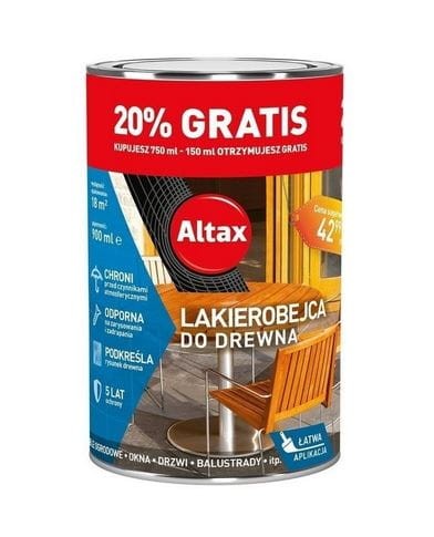 Przejdź do produktu Lakierobejca do drewna dąb Altax 0,9l 3711