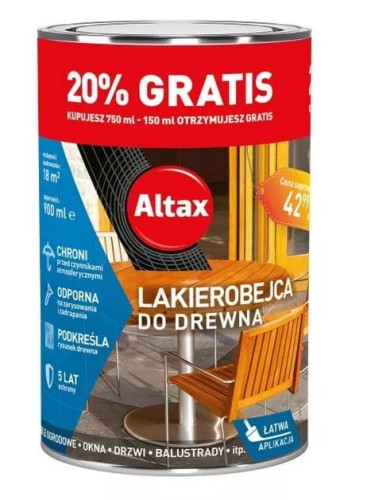 Przejdź do produktu Lakierobejca do drewna 0,9l tik Altax 3742