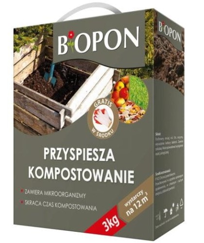 Przejdź do produktu Środek na kompost do komostownika BIOPON KOMPOSTER 1kg +rękawice