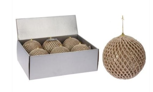 Przejdź do produktu Bombki złote brokatowe 6szt 12cm 915284