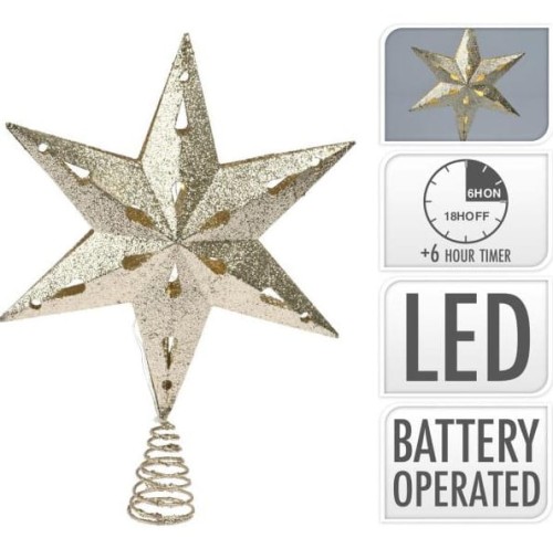 Przejdź do produktu Gwiazda na choinkę złota 10 led 35cm 938665