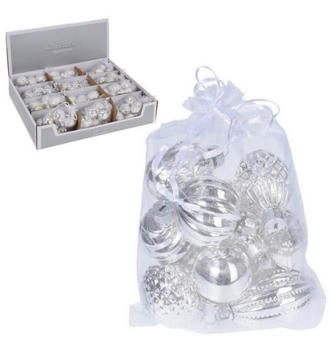 Przejdź do produktu Bombki ozdobne choinkowe 10szt srebrne 218576