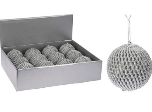 Przejdź do produktu Bombka srebrna brokatowa 8cm 12szt 914751