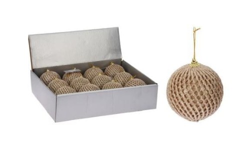 Przejdź do produktu Bombki złote brokatowe 10cm 12szt 915024