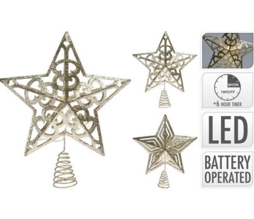 Przejdź do produktu Gwiazda na choinkę złota LED  na czubek 30cm 938719