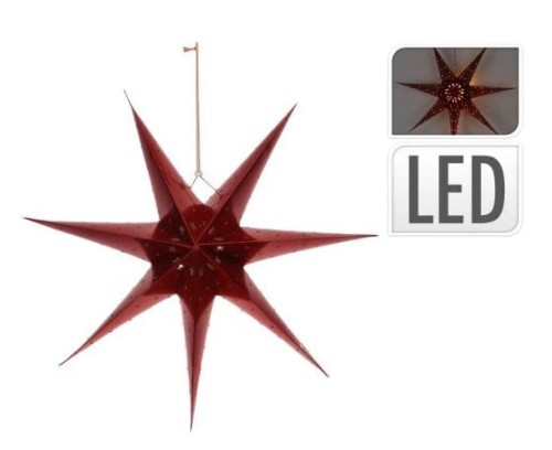 Przejdź do produktu Świecąca gwiazda LED na baterie czerwona 60cm 968556