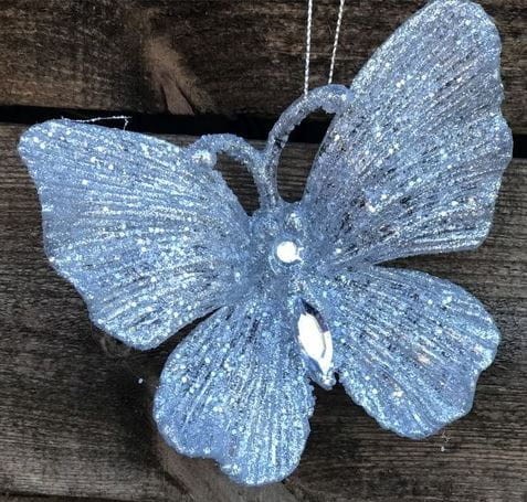 Przejdź do produktu Zawieszka na choinkę motyl srebrny 11cm 2szt 855948