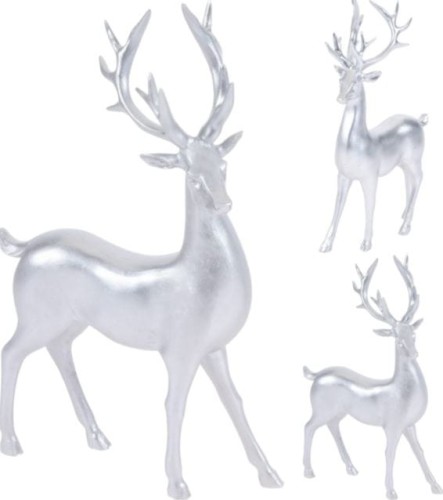 Przejdź do produktu Figurka renifer srebrny 30cm 084072
