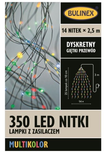 Przejdź do produktu Lampki choinkowe 350 Led nitki multikolor 14x2,5 10-091