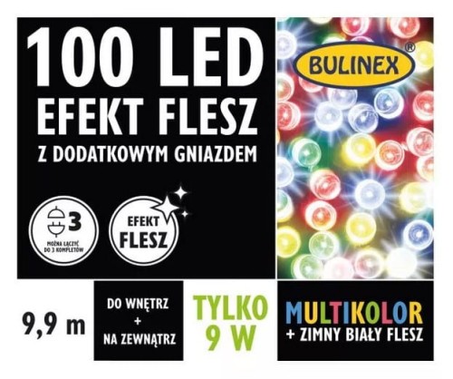 Przejdź do produktu Lampki choinkowe 100 Led Flesz 4,95m 13-131 Bulinex Multikolor
