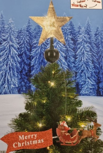 Przejdź do produktu Gwiazda na choinkę led 22cm z obracającym mikołajem 970481