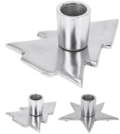 Przejdź do produktu Świecznik świąteczny srebrny choinka gwiazdka 026505