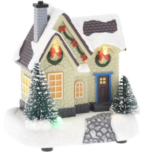Przejdź do produktu Domek świateczny z choinkami LED 13cm 037327