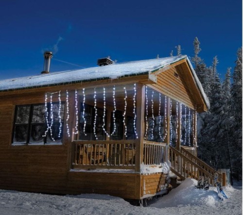 Przejdź do produktu Kurtyna zewnętrzna świetlna biała 220 LED 2x1 m 253867 efekt wodospadu