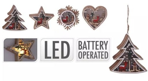 Przejdź do produktu Ozdoba choinkowa drewniana z LED 264696