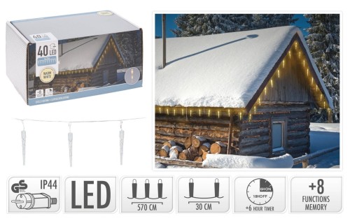 Przejdź do produktu Kurtyna sople lampki dekoracyjne  40 Led 5,7m 651281