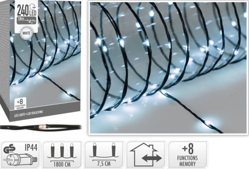Przejdź do produktu Lampki choinkowe Led 240 białe programator 951251