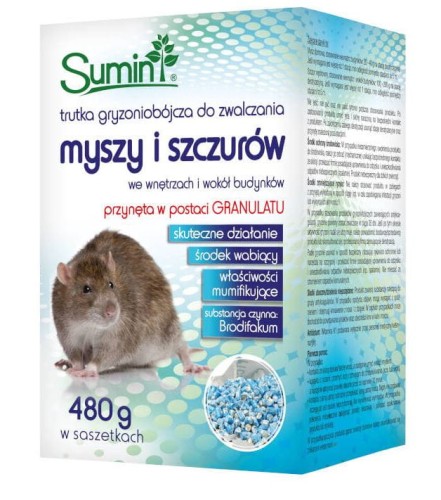 Przejdź do produktu Trutka granulowana w saszetkach na gryzonie 2x120 g Sumin