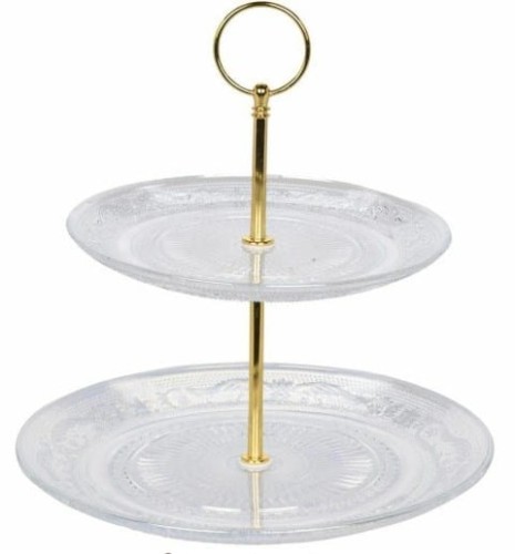 Przejdź do produktu Szklana patera 2 poziomy 18 cm / 23 cm wys. 24 cm 656460