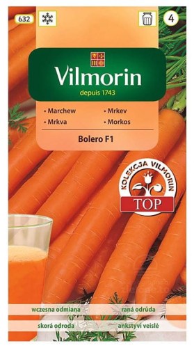 Przejdź do produktu Marchew wczesna Bolero F1 nasiona 2,5g Vilmorin bardzo słodka