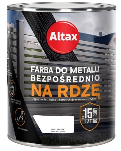 Przejdź do produktu Farba do metalu na rdzę biały połysk 0,75 l Altax