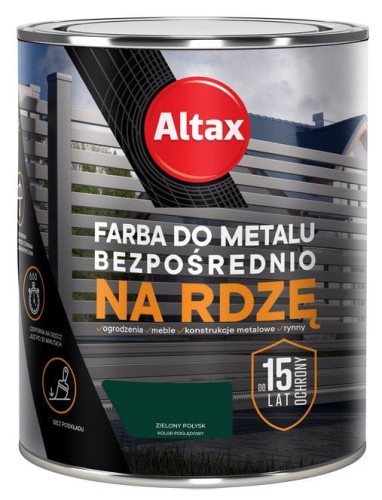 Przejdź do produktu Farba do metalu na rdzę zielony połysk 0,75l  Altax