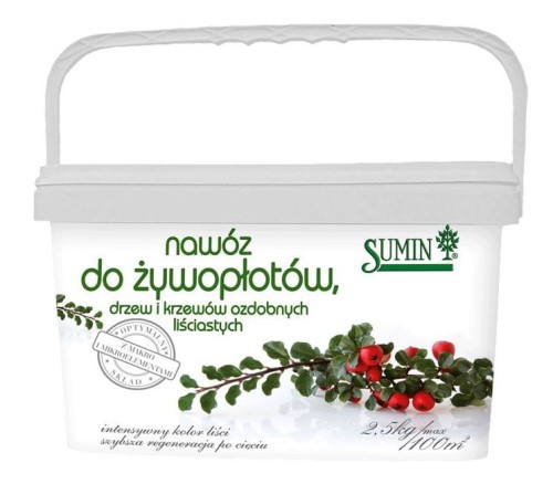 Przejdź do produktu Nawóz do żywopłotów drzew krzewów ozdobnych 2,5 kg Sumin