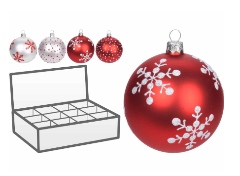 Przejdź do produktu Bombki szklane czerwono-białe 8cm 12szt 717000