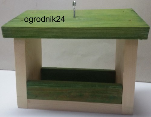 Przejdź do produktu Karmnik 445 drewniany domek 16cm dla ptaków pyzy pokarm