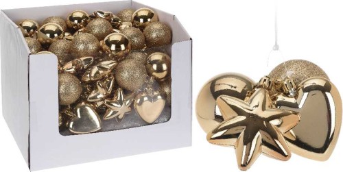 Przejdź do produktu Ozdoby na choinkę serce gwiazdka bombki złote 4szt 6cm  364897 świąteczne