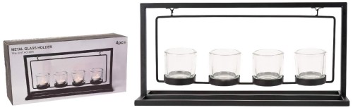 Przejdź do produktu Świecznik na 4 tealight czarny  363197 metal szkło