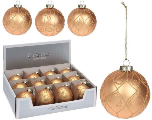 Przejdź do produktu Bombki szklane złote 8 cm 12 szt 552656