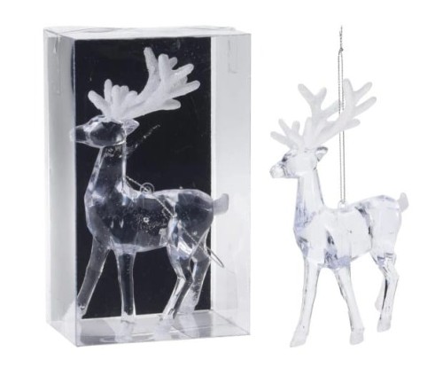 Przejdź do produktu Zawieszka na choinkę przeźroczysta jeleń  14 cm 855825