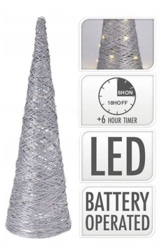 Przejdź do produktu Choinka stożek 40 cm 20 led srebrna 531736