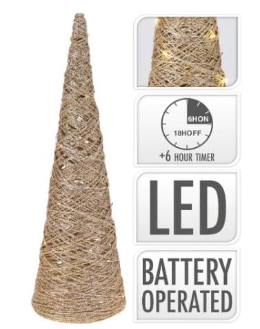 Przejdź do produktu Choinka stożek 40 cm 20 led złota 531835