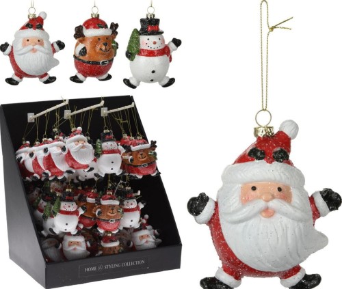 Przejdź do produktu Zawieszka świąteczna na choinkę mikołaj bałwanek 6cm 030366