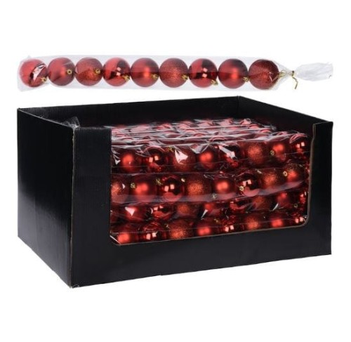 Przejdź do produktu Bombki czerwone plastikowe 9szt 6cm 640629