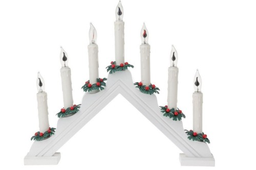 Przejdź do produktu Świecznik biały 7 led świąteczny 40x34 cm 393225