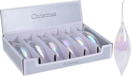 Przejdź do produktu Bombki szklane sopel lodu 21cm perłowa 6szt 912979