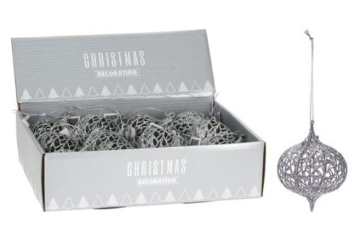 Przejdź do produktu Bombka srebrna wrzeciono 6cm 938801