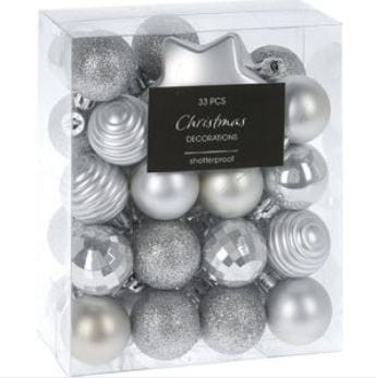 Przejdź do produktu Zestaw bombek srebrnych 33 szt 922138